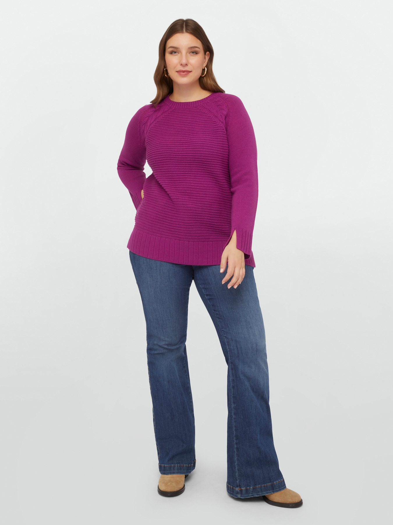 Pullover mit Zopf- und Rippenmuster image number 0