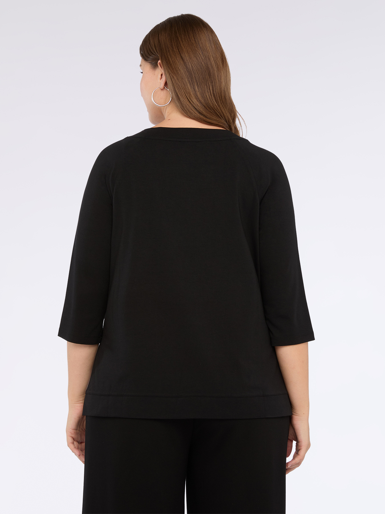 T-shirt bimaterica con occhielli sullo scollo image number 1