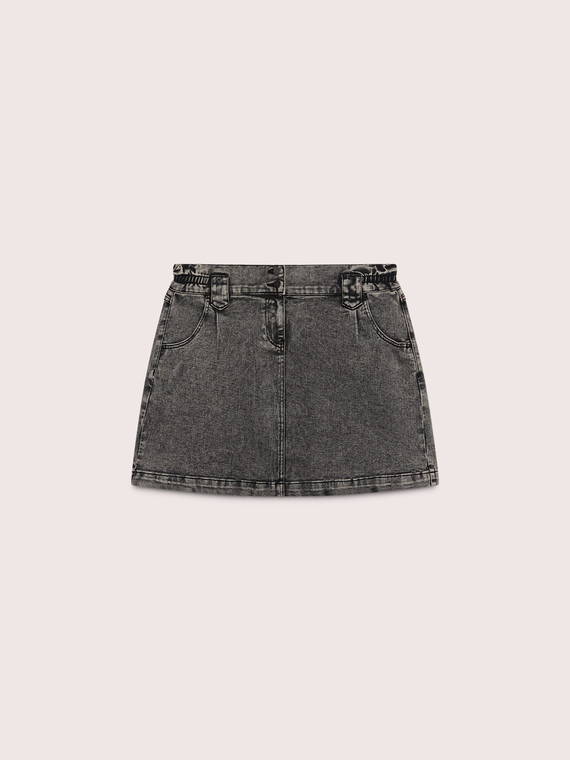 Stone washed denim mini skirt