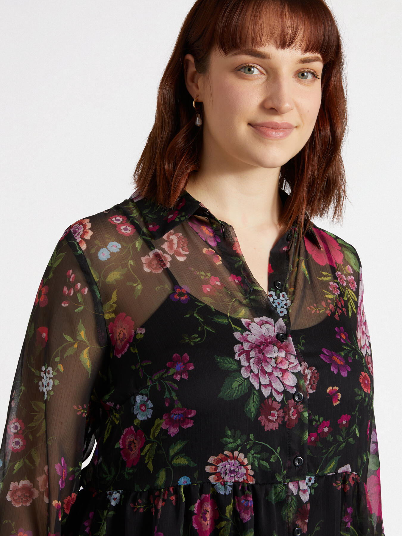 Long floral chemisier dress image number 3