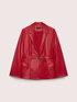 Coated fabric blazer with belt image number 4