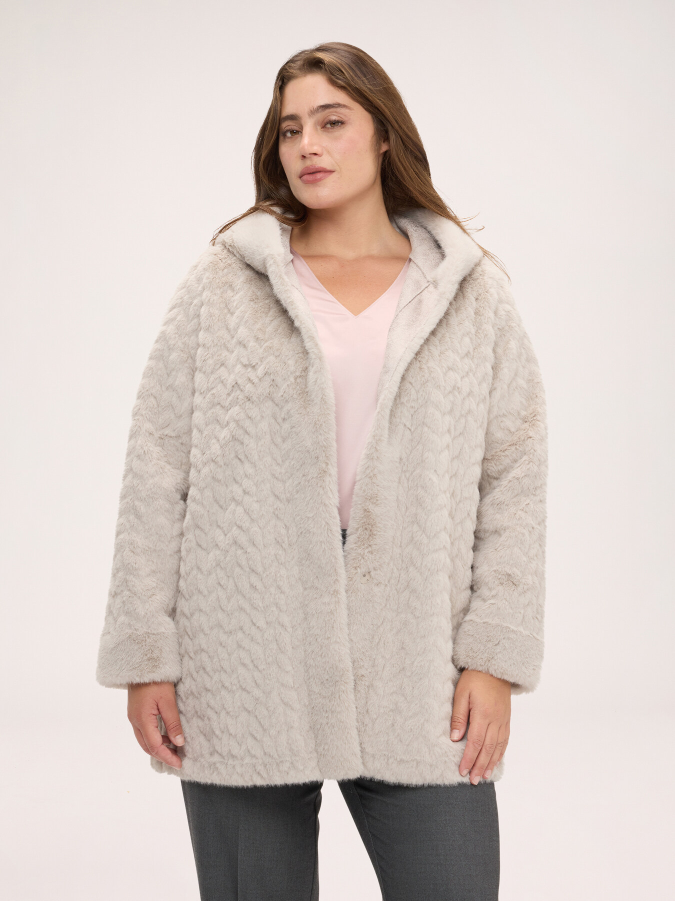 Soft touch reversible plush coat image number 4