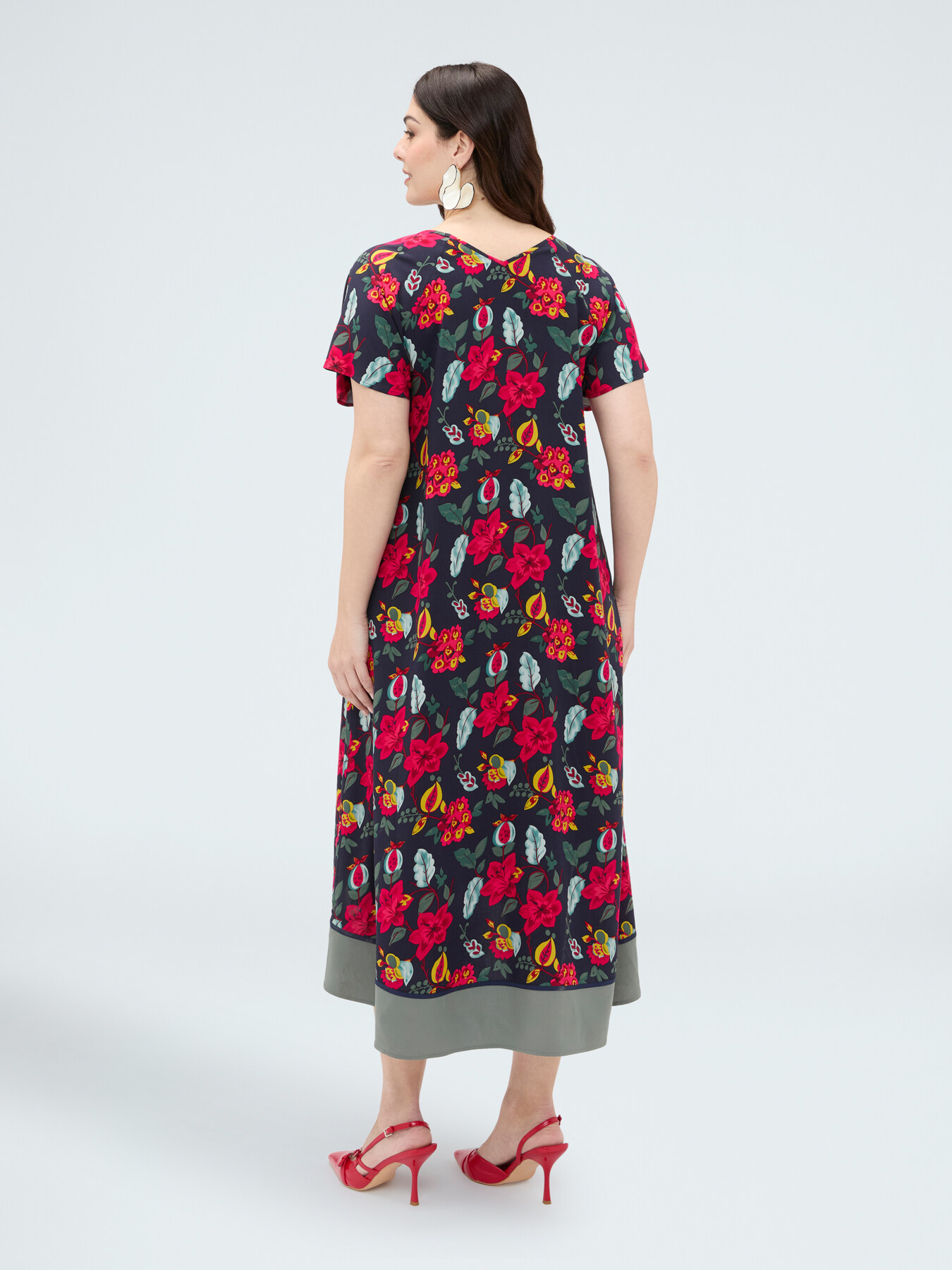 Robe longue en viscose &agrave; imprim&eacute; fleuri image number 1