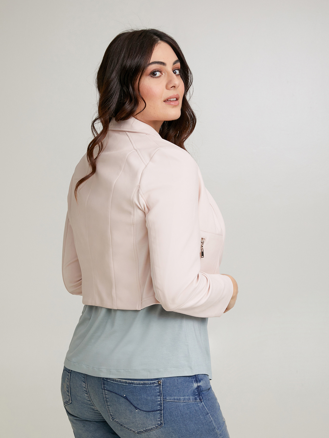 Cazadora biker de piel sint&eacute;tica image number 1