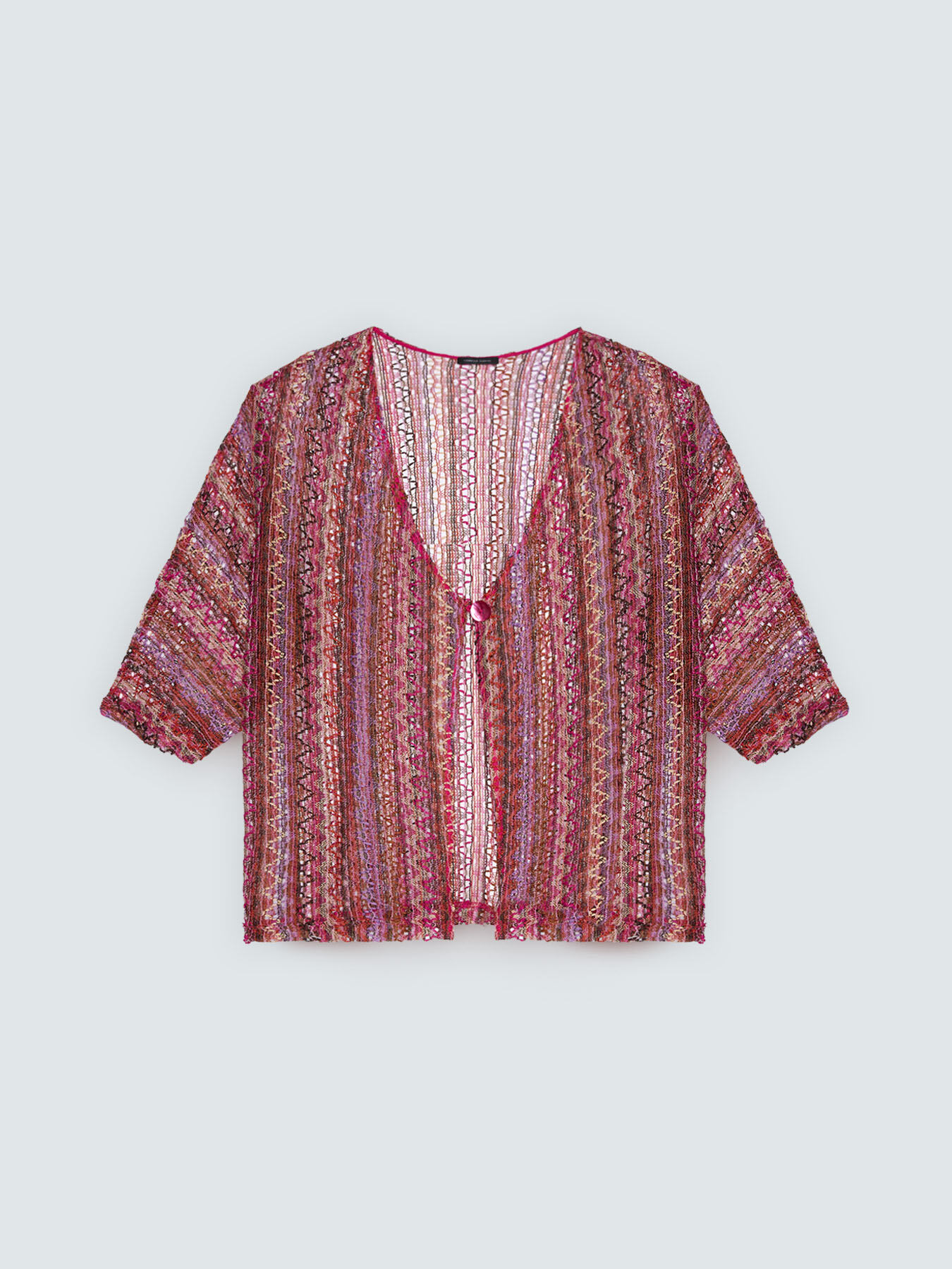 Kurzer Kimono mit Streifen in H&auml;keloptik image number 1