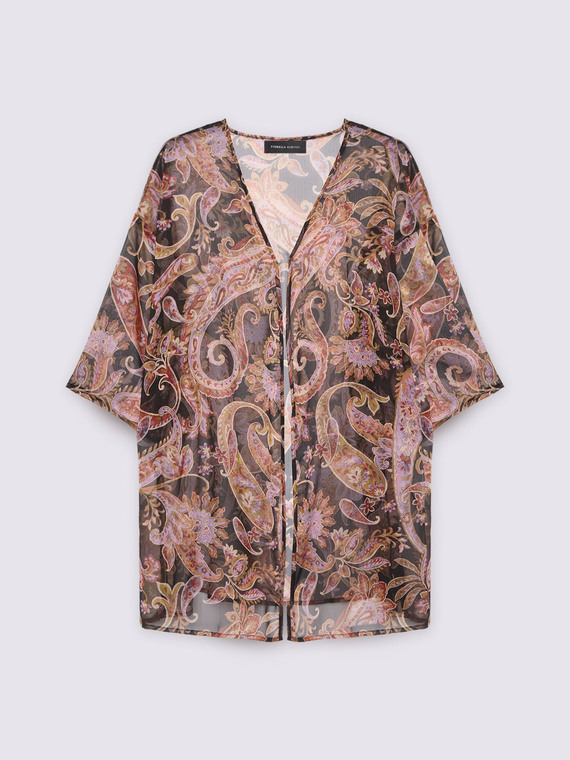 Paisley print crepe kimono.