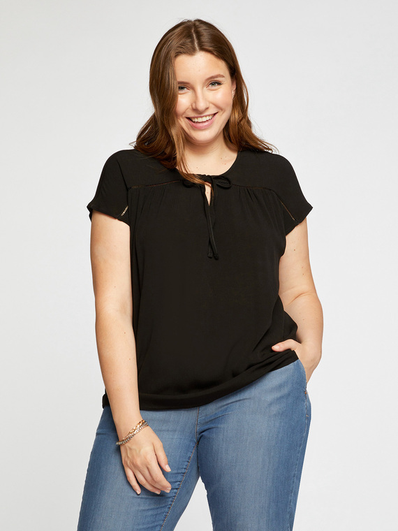 Fiorella Rubino T-shirt con bordo ajour Donna