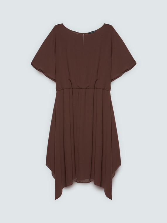 Georgette dress with asymmetric hem