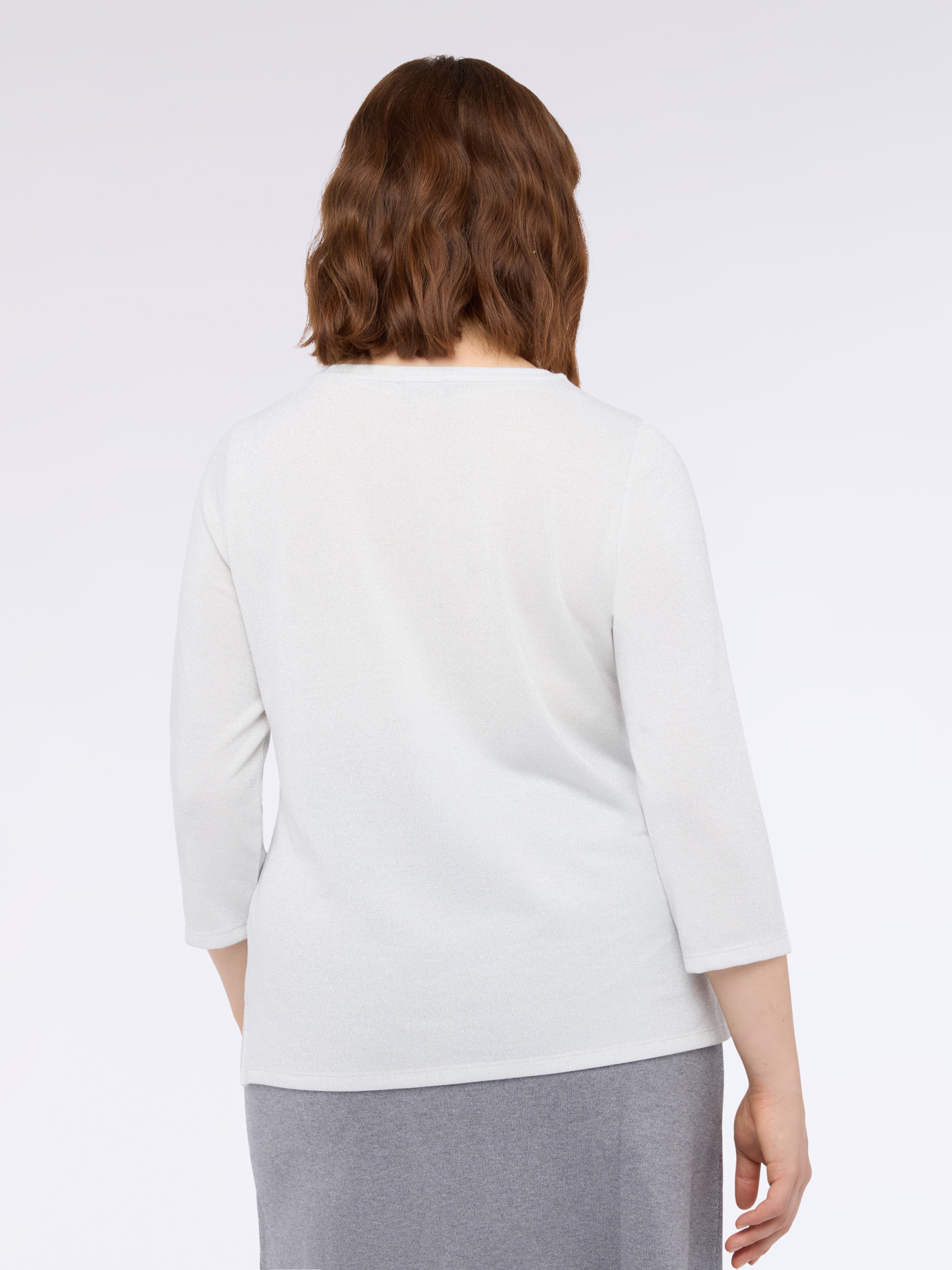 Lurex jersey T-shirt with decorated collar image number 1