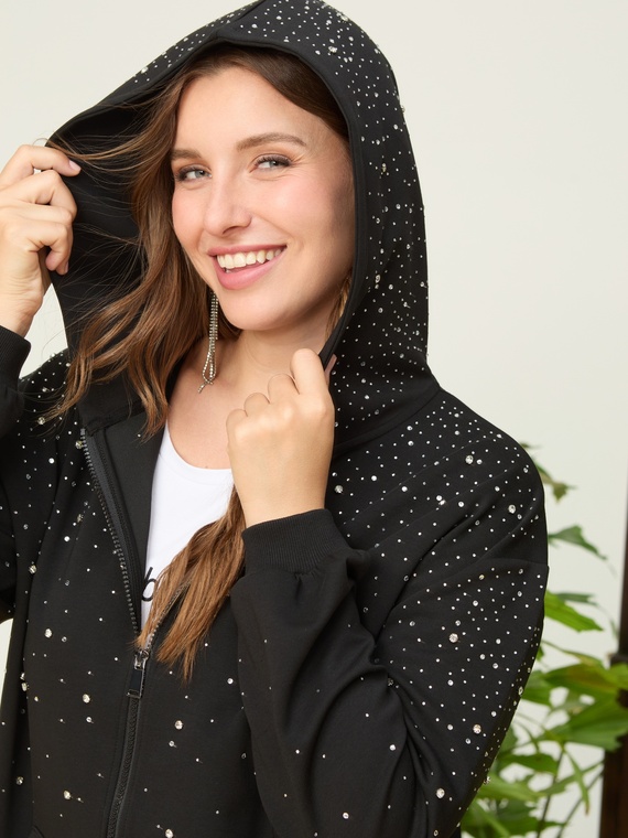 Open sweatshirt with luminous appliqu&eacute;s