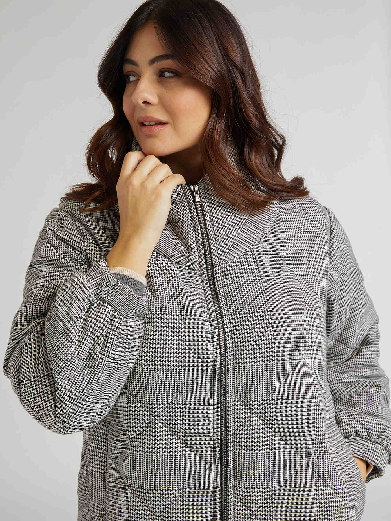 Doudoune &agrave; imprim&eacute; prince de Galles image number 0