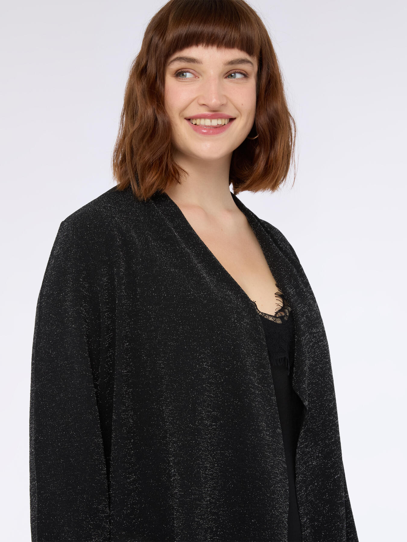 Cardigan ouvert en jersey lurex image number 3