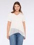 Two-material V-neck T-shirt image number 0