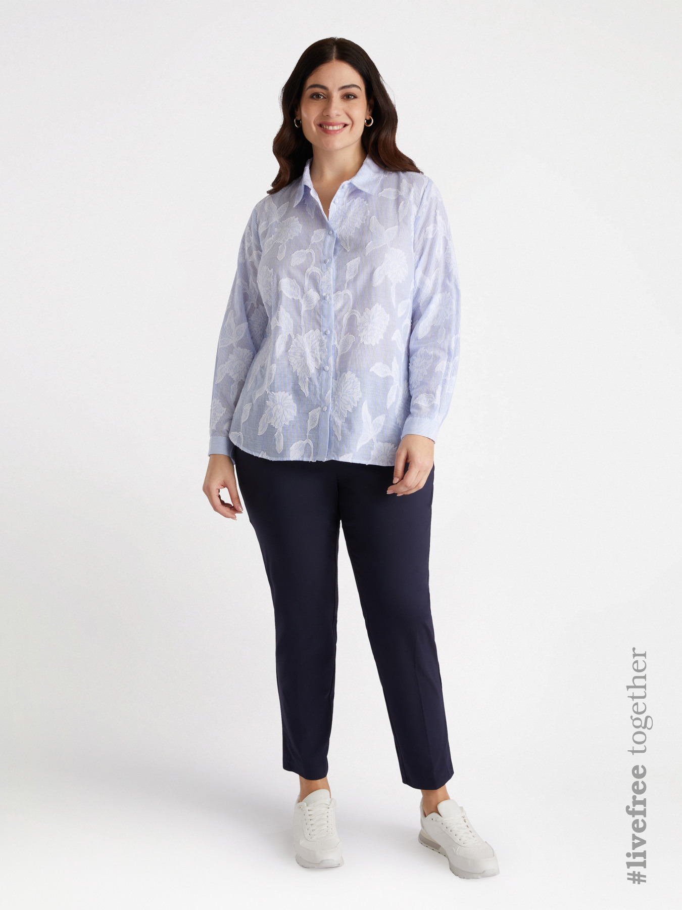 Striped shirt with floral pattern image number 1