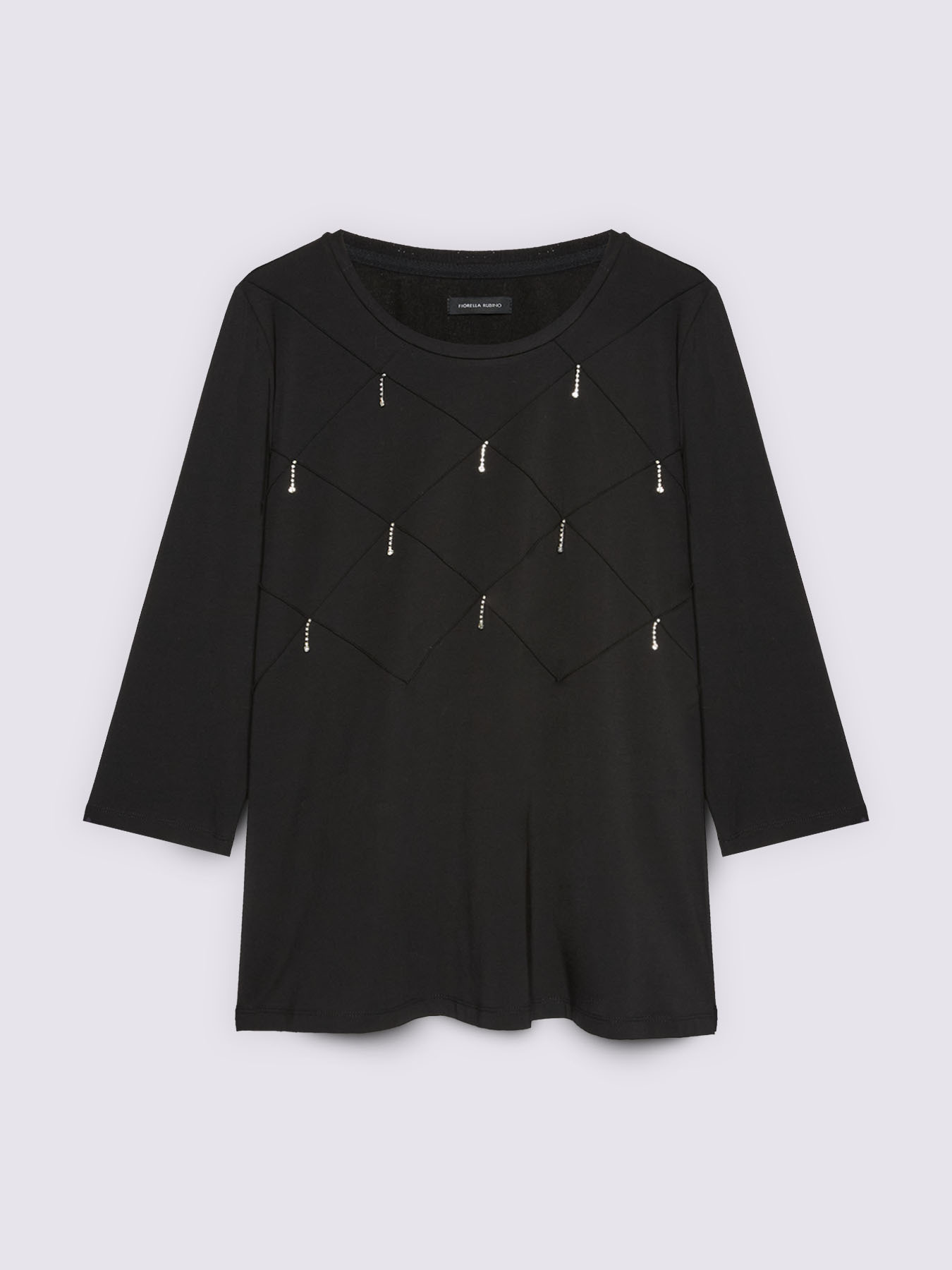 T-Shirt aus Baumwoll-Jersey mit Rautenverarbeitung image number 4