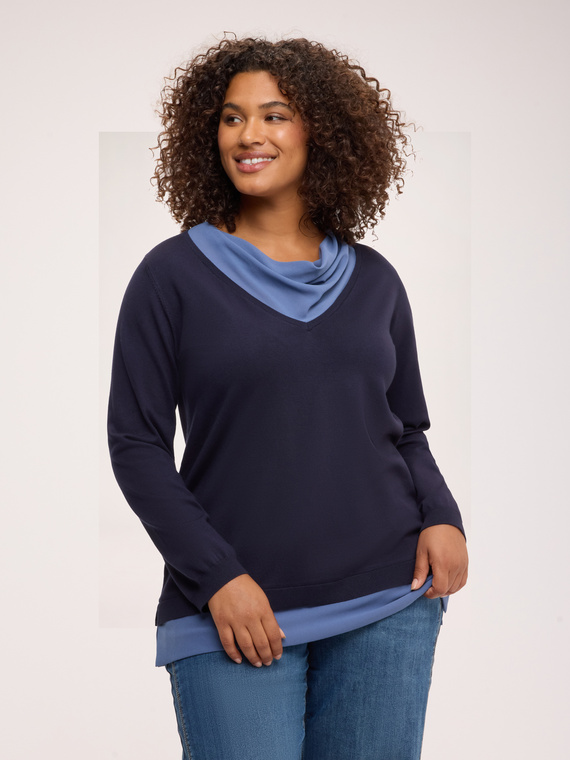 Strickpullover mit kontrastierender Drapierung
