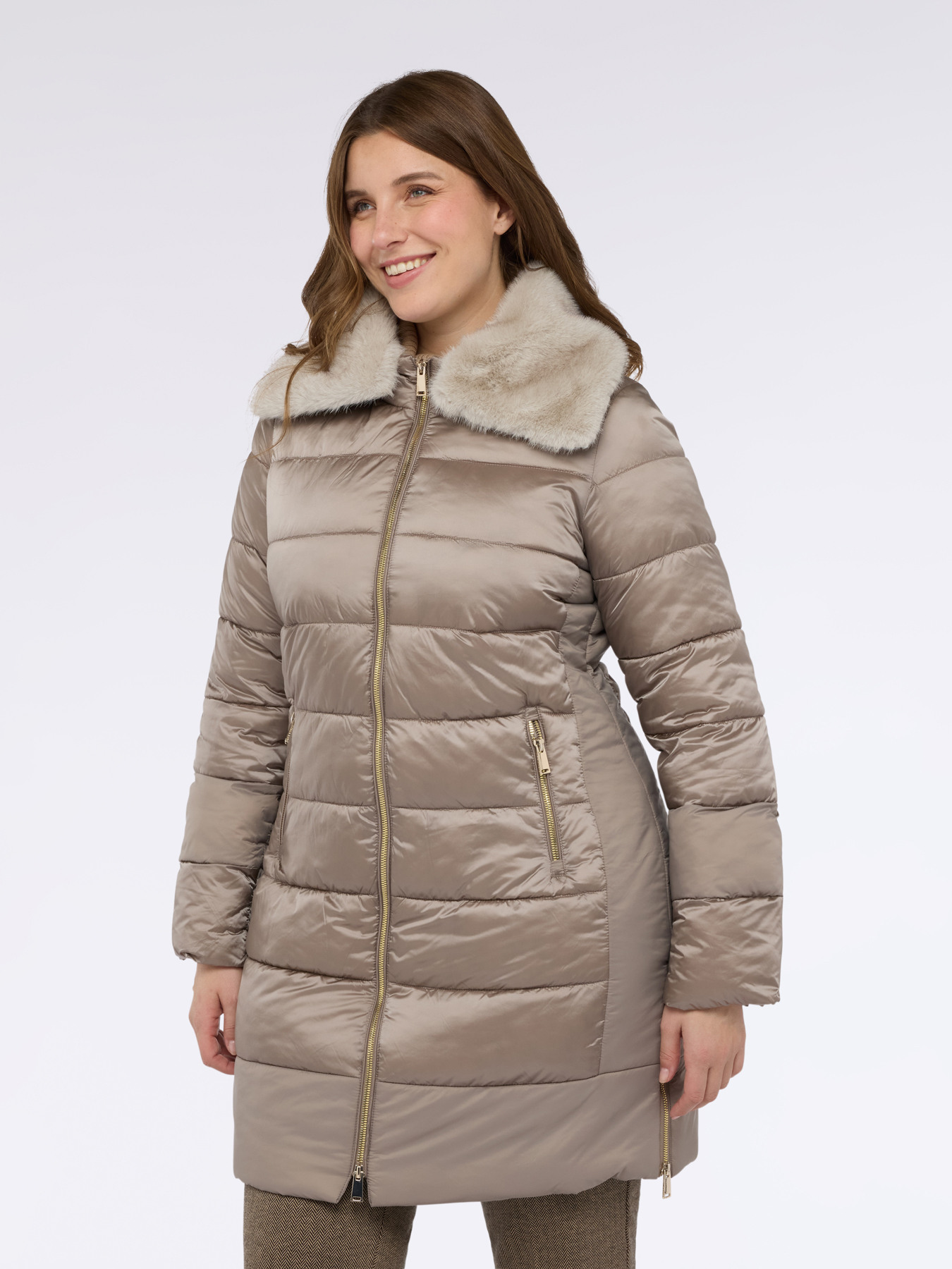 Bi-material down jacket with Sorona® Aura padding image number 2