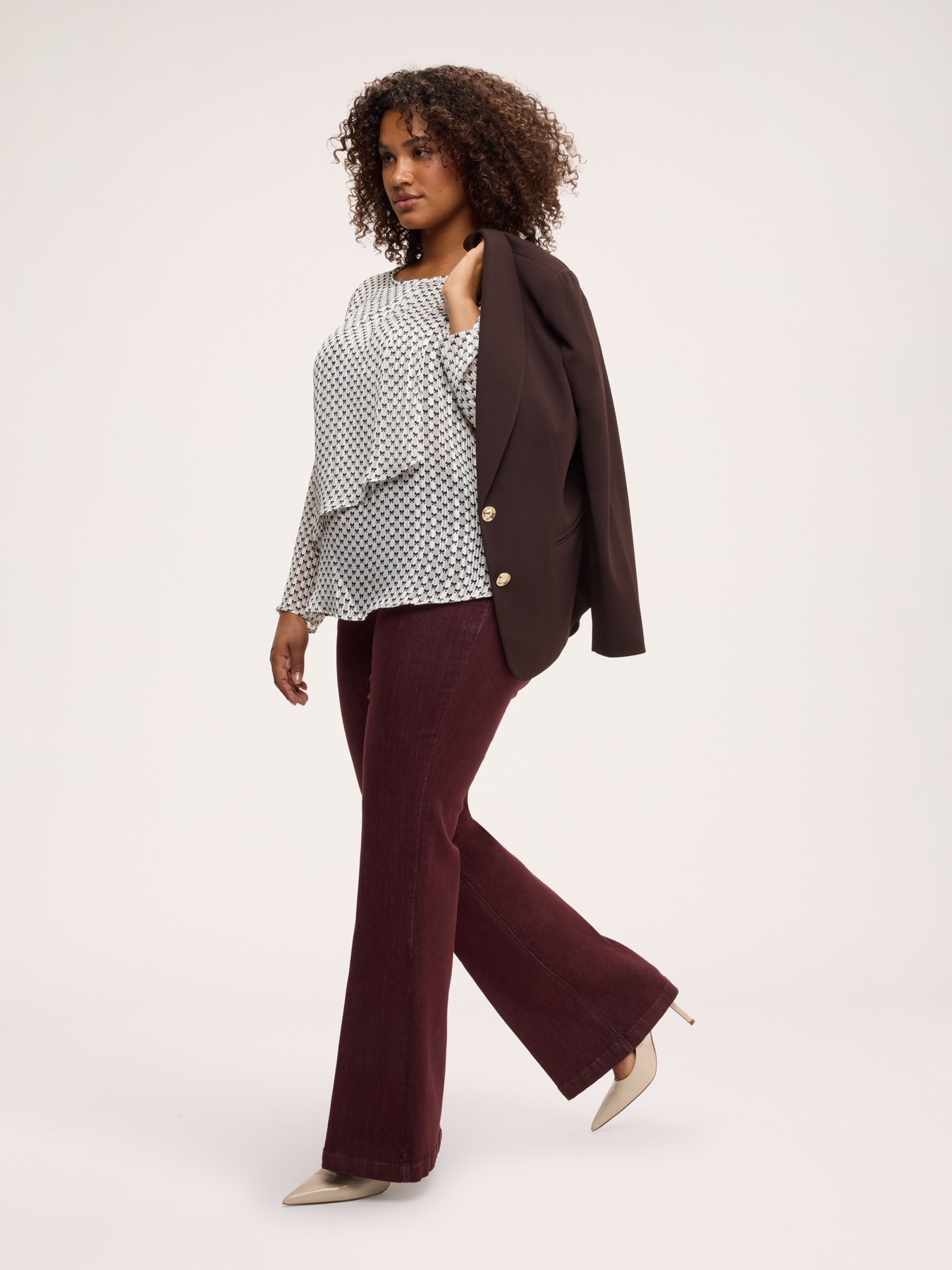 Georgette blouse with ruffle print image number 2