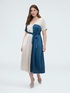 Stretch satin dress with belt image number 0