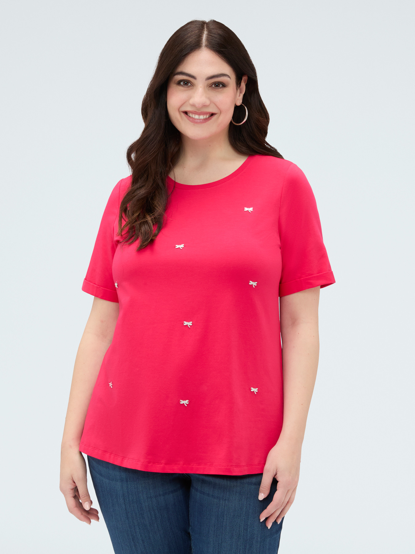 Cotton t-shirt with dragonfly charm image number 2