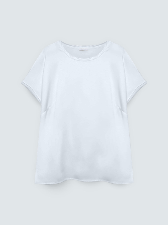 Bimaterial-T-Shirt mit rundem Ausschnitt
