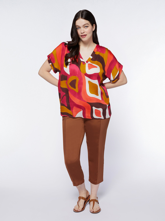 Fiorella Rubino - Blusa stampata Donna, Arancione Taglia: 43 (52 IT)