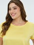 Bi-material t-shirt with round neckline image number 3