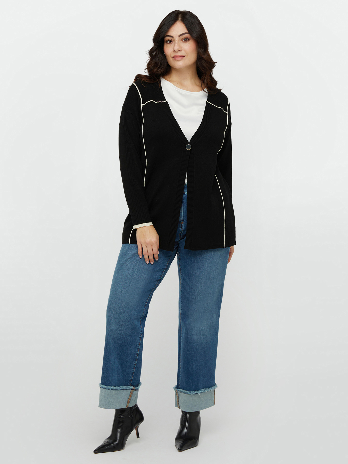 Cardigan avec bords contrastants image number 0