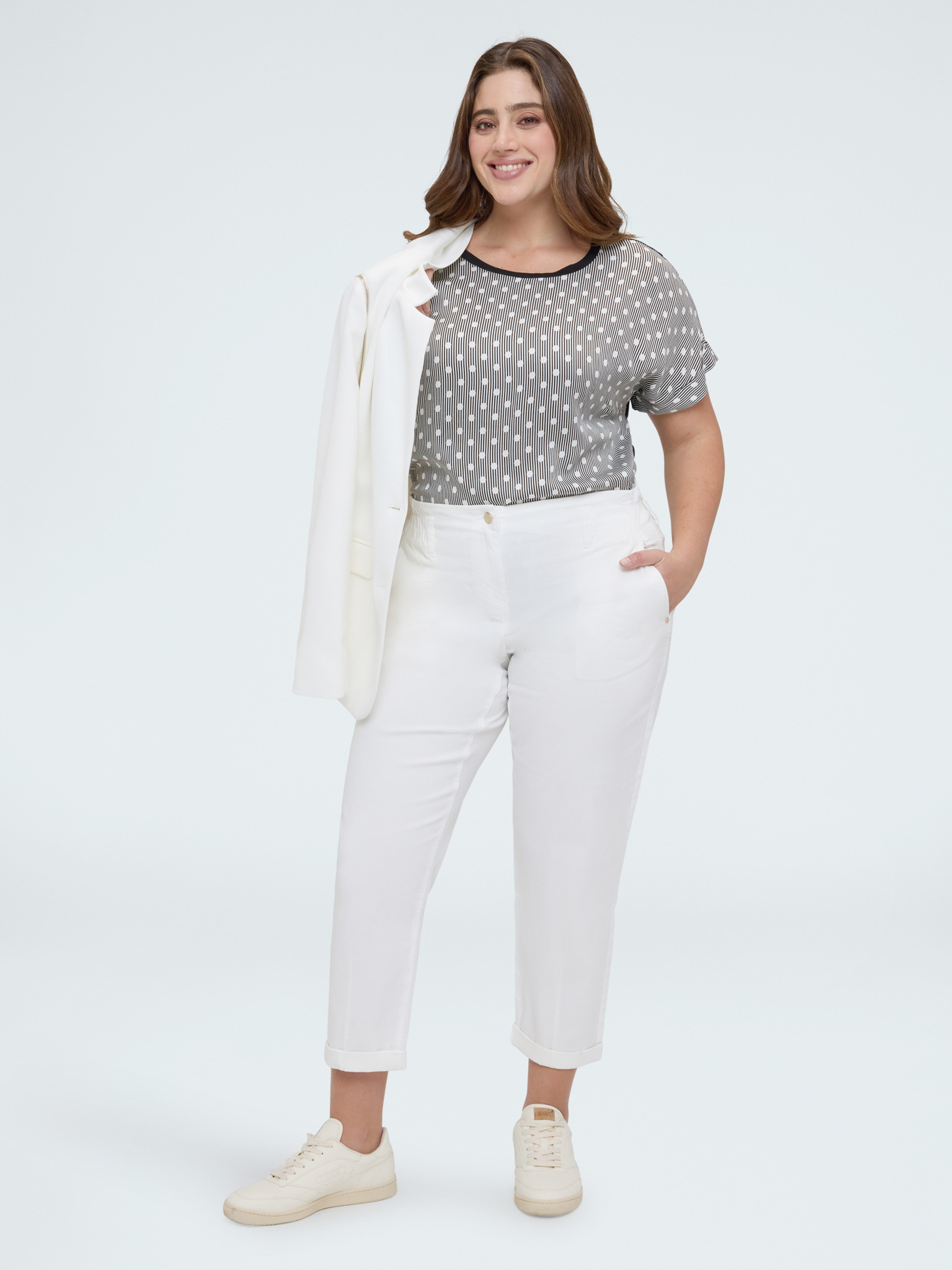 Two-tone striped and polka dot t-shirt image number 3