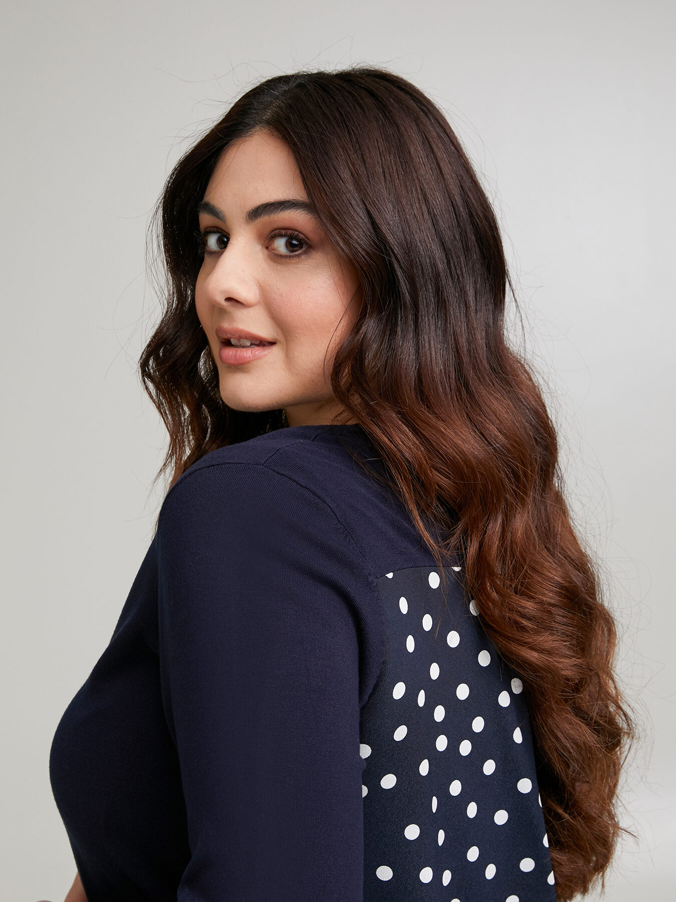 Cardigan with polka dot back image number 0