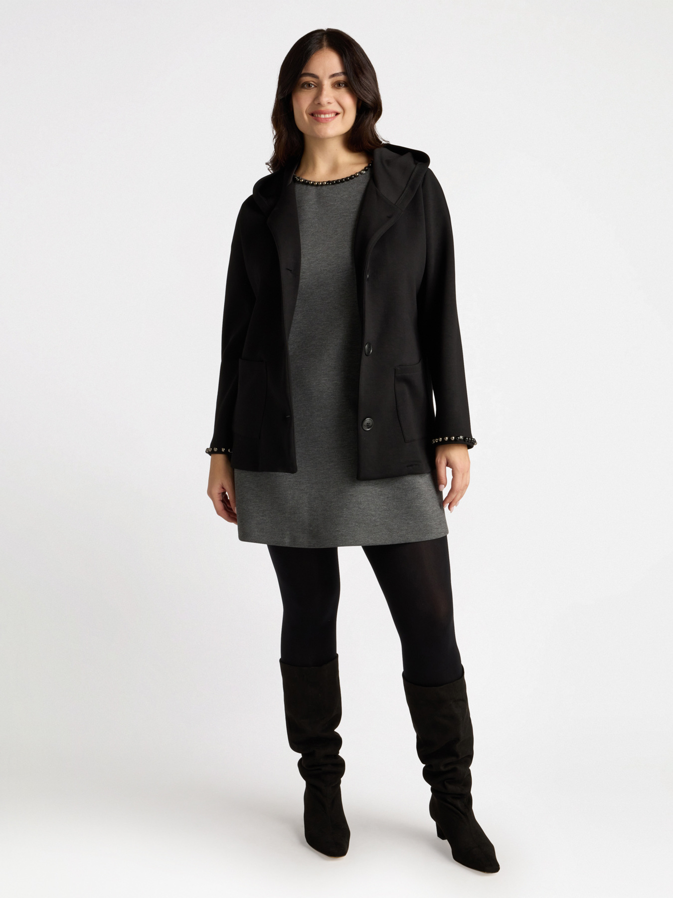 Kleid aus Milano-Rib mit Stickerei image number 4