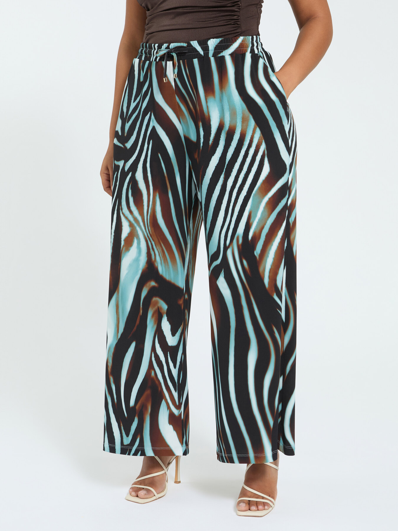 Palazzo-Hose mit Zebramuster aus Jersey image number 0