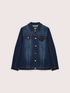 Denim jacket with floral brooch image number 3