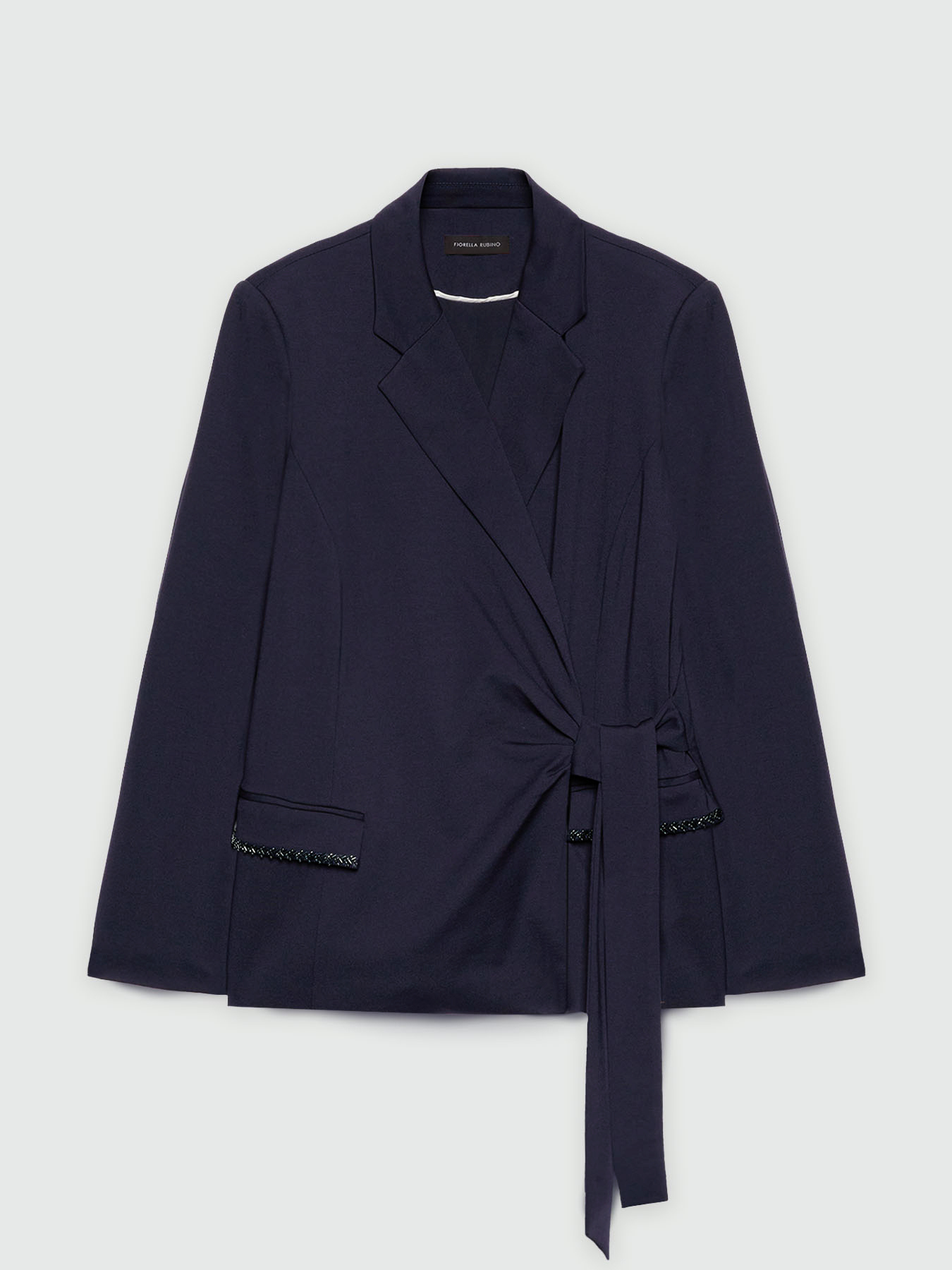 Blazer with side fastening and beads on the pockets image number 4