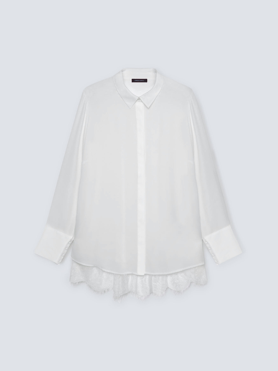 Shirt with pleating back and lace
