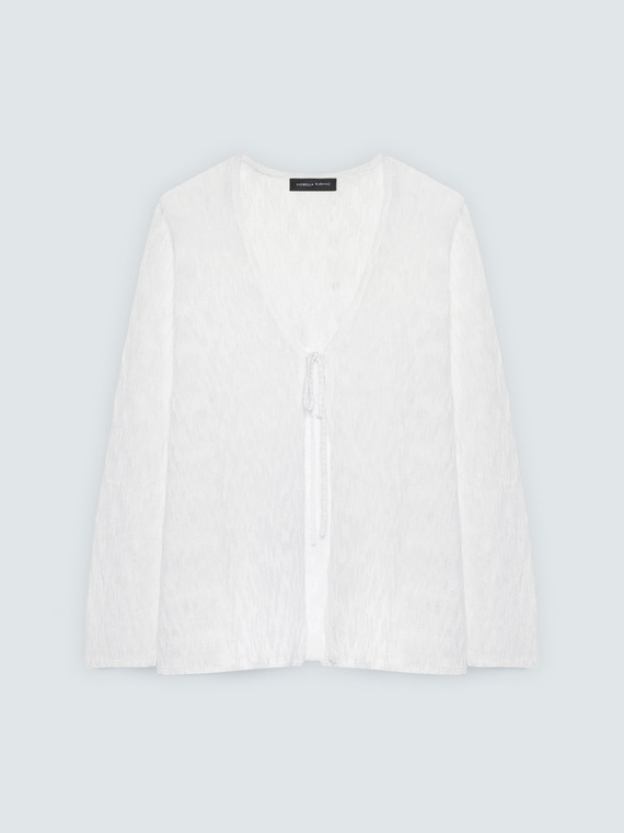 Lightweight cardigan with tie closure