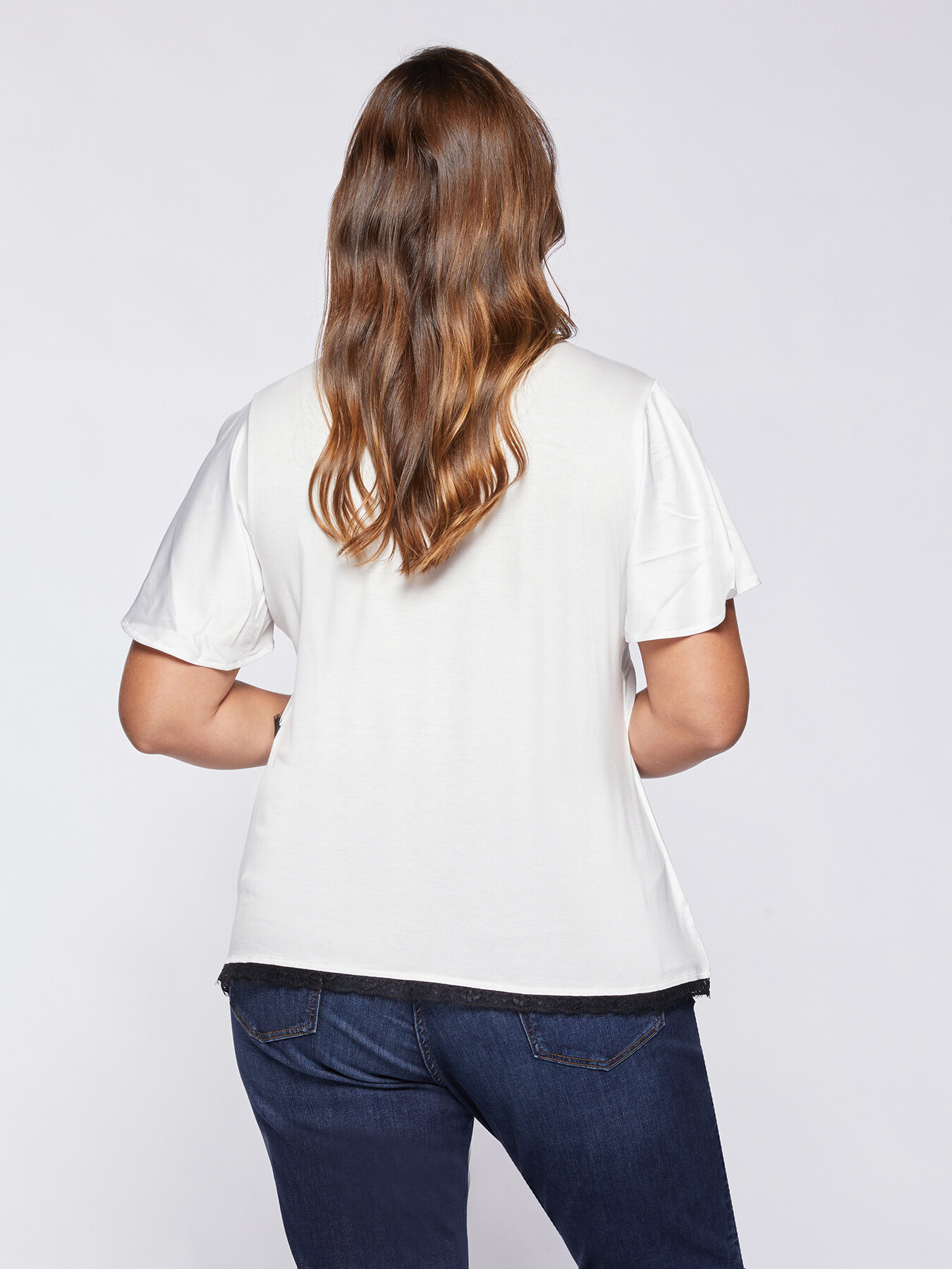 Blouse cache-c&oelig;ur et dentelle noire image number 1