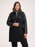Manteau en laine m&eacute;lang&eacute;e avec manches en tissu enduit image number 3