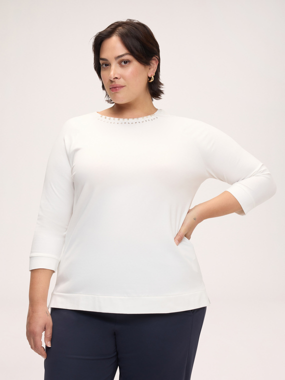 Cotton t-shirt with rhinestones and studs