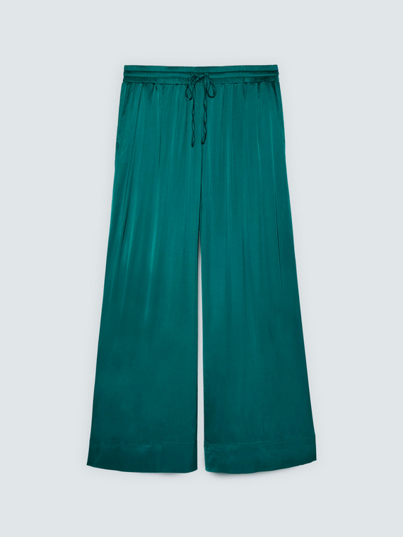 Wide Leg Trousers in Viscose Satin
