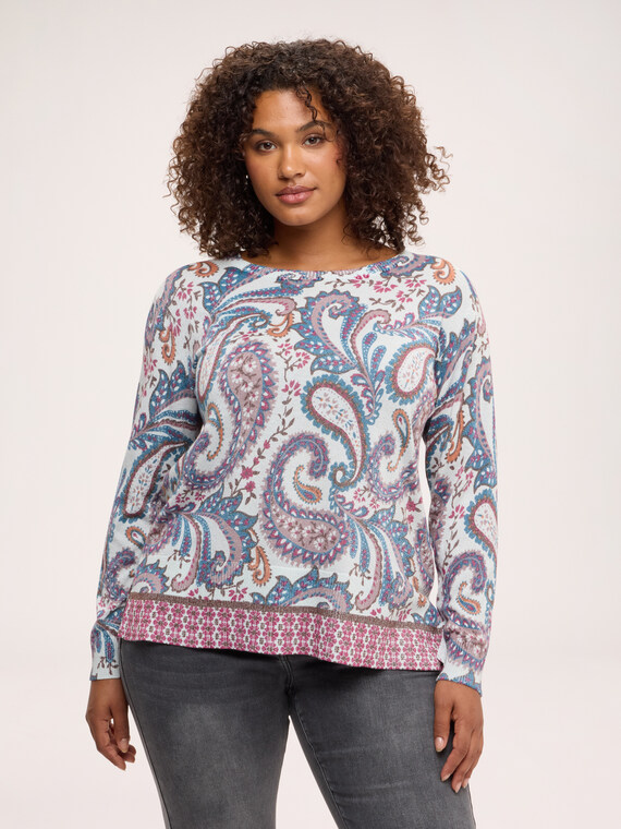 Pull fin imprim&eacute; paisley
