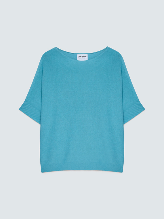 Viscose blend sweater with boat neckline