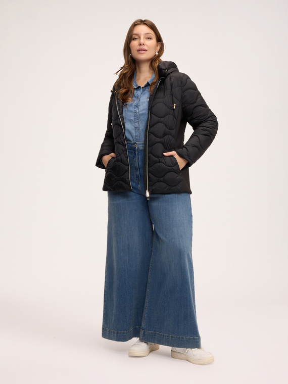 Doudoune bimati&egrave;re avec ceinture &agrave; la taille