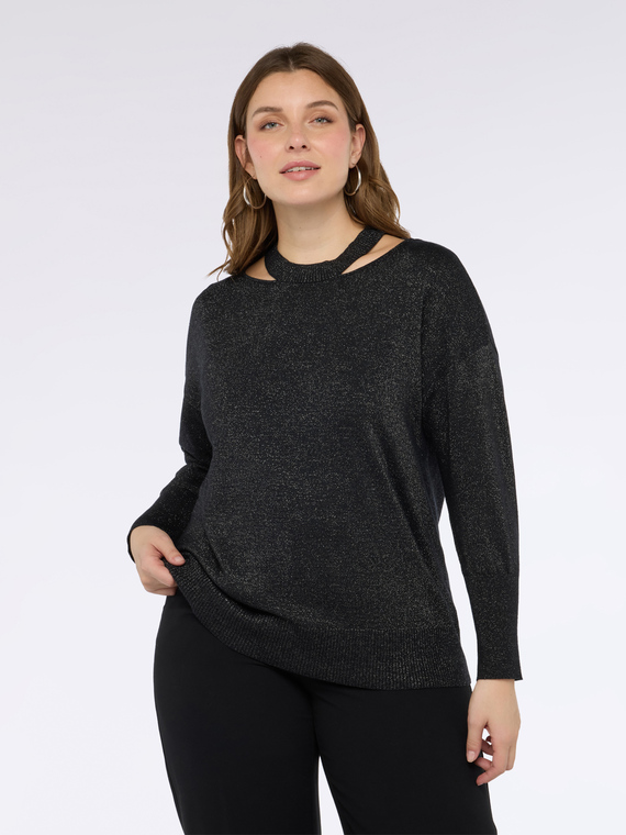 Lurex sweater with cut out details
