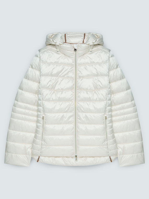 Quilted down jacket with detachable hood