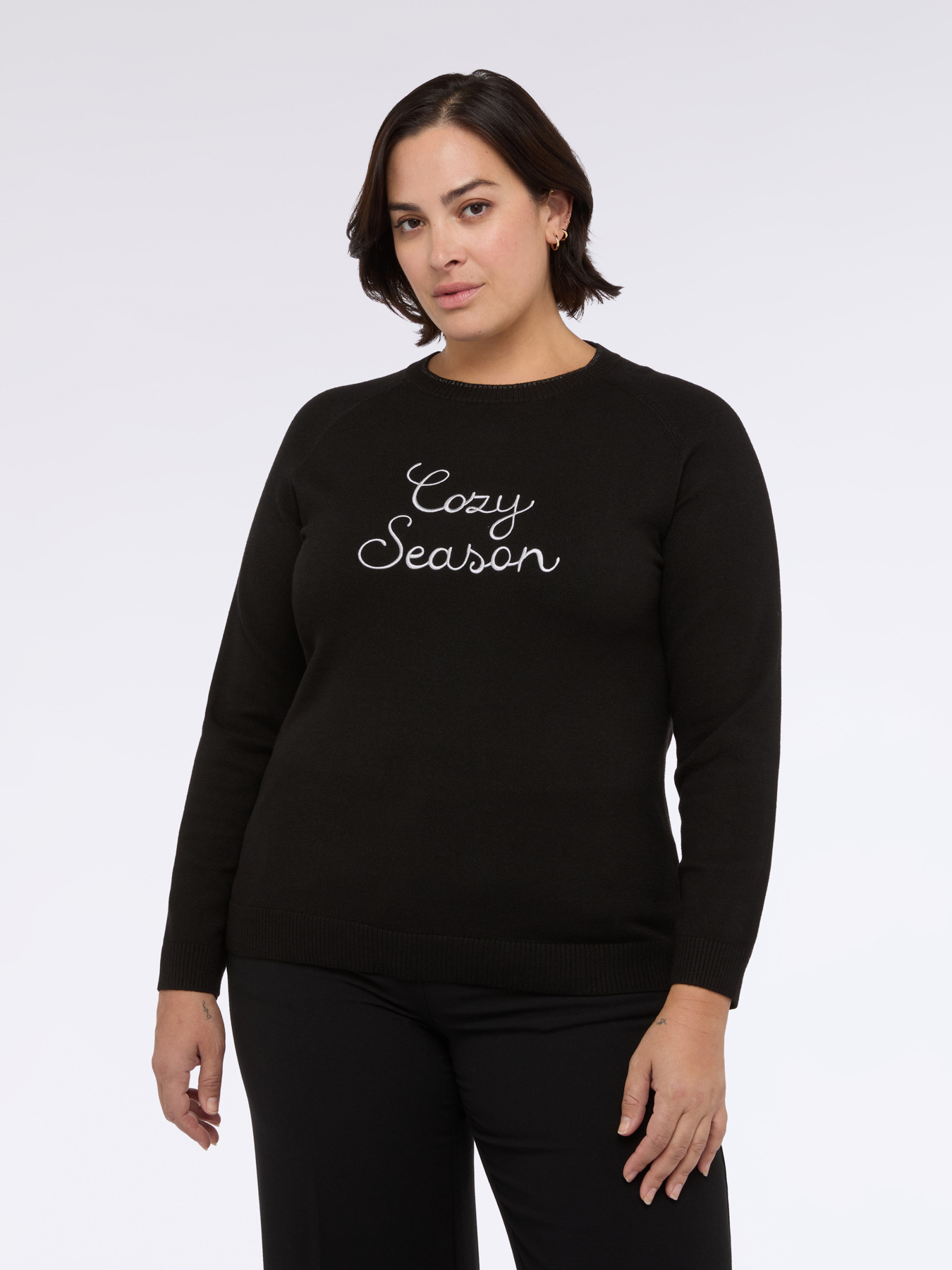 Maglia girocollo con ricamo Cozy Season image number 3