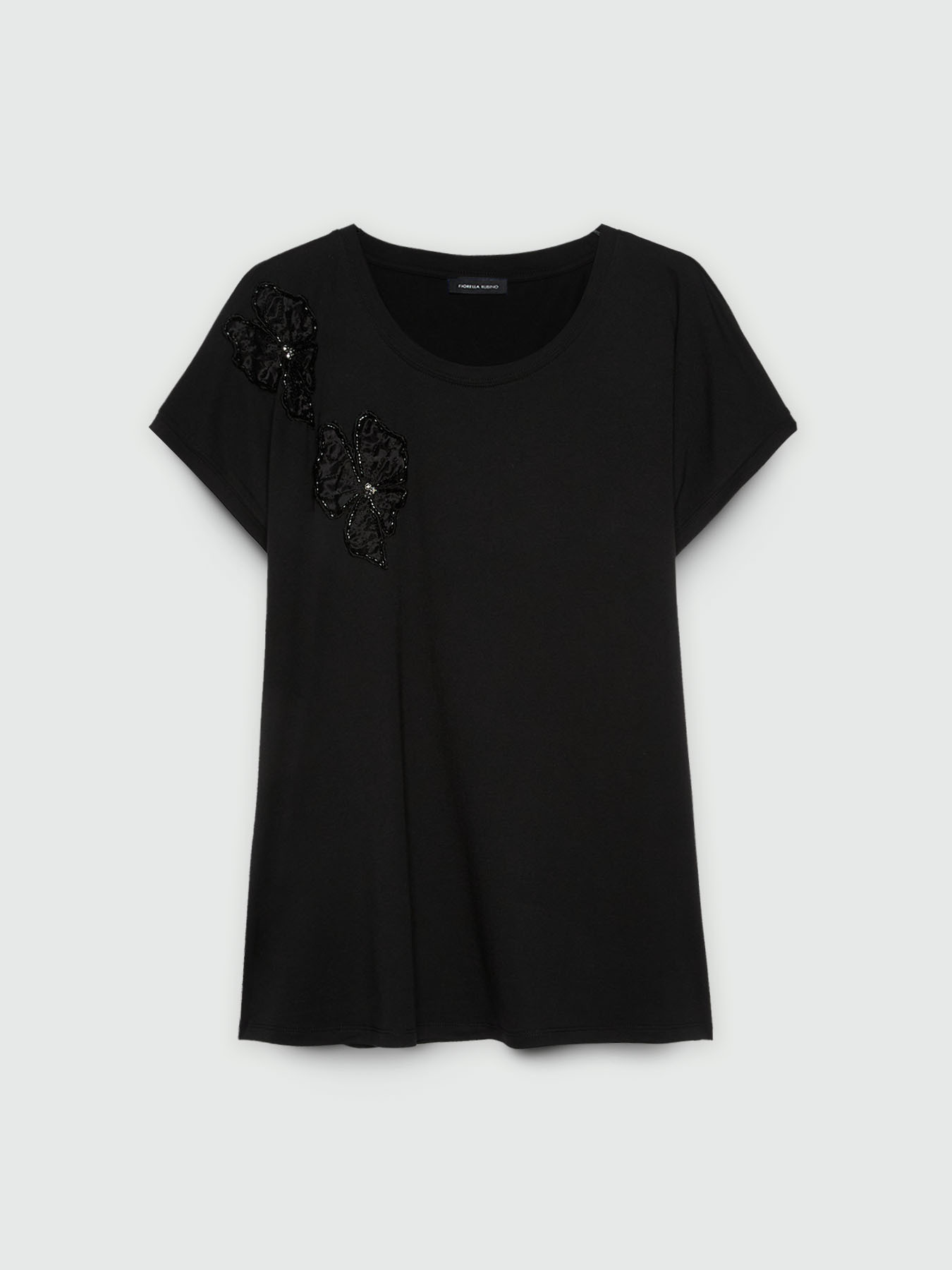 T-shirt with embroidered flowers image number 4