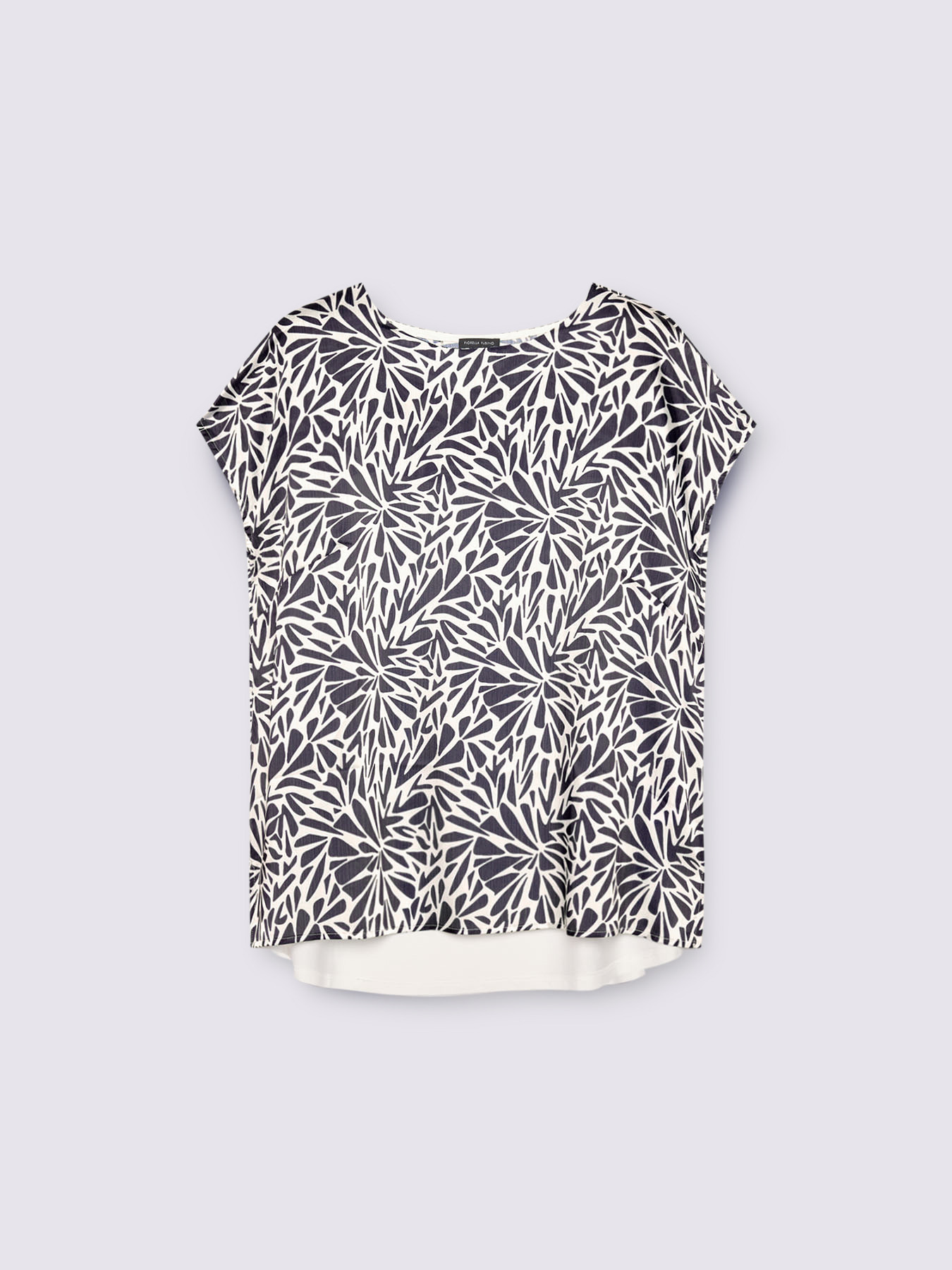 Zweistoff-T-Shirt mit Blattwerk-Aufdruck image number 4