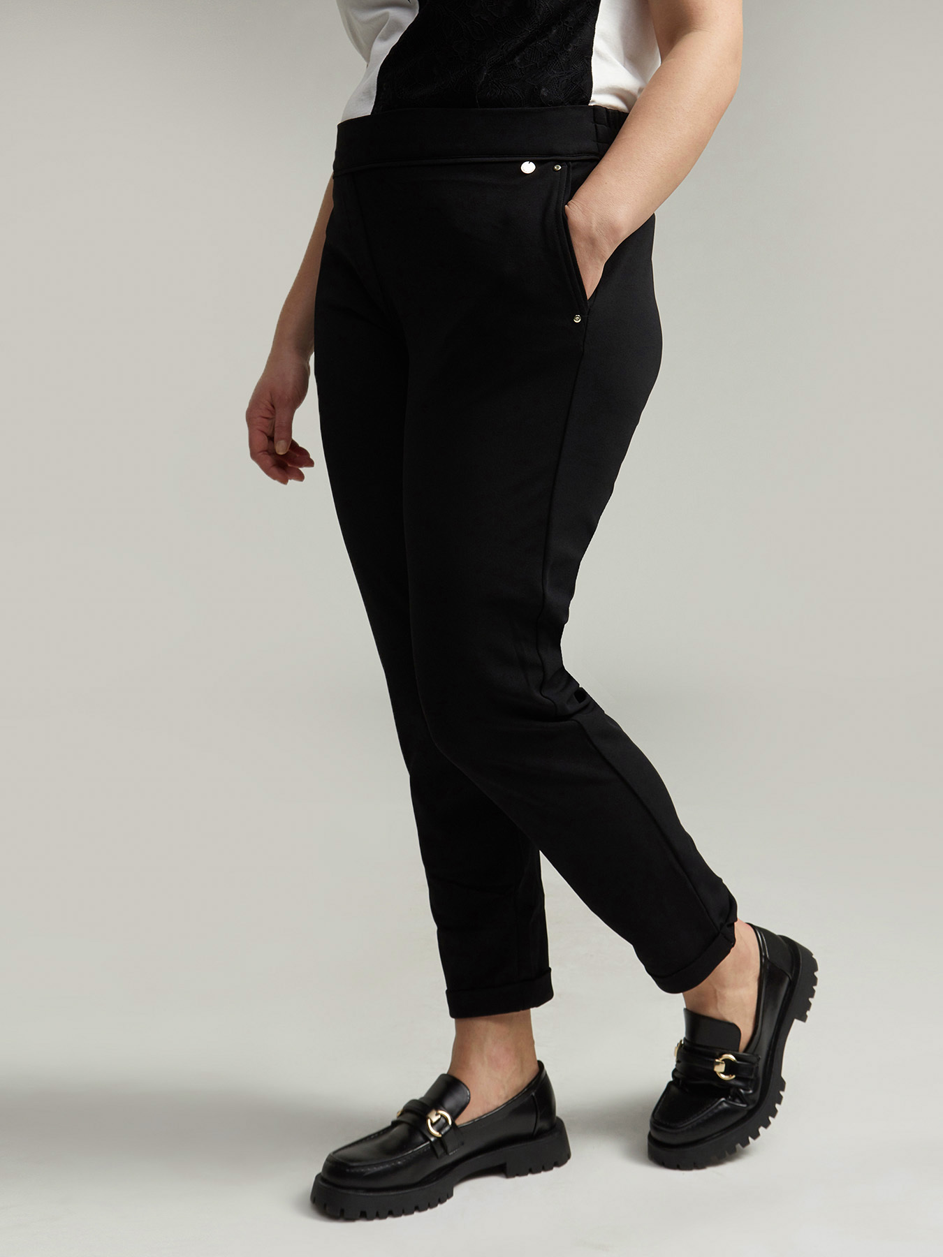 Straight-leg scuba fabric trousers image number 2