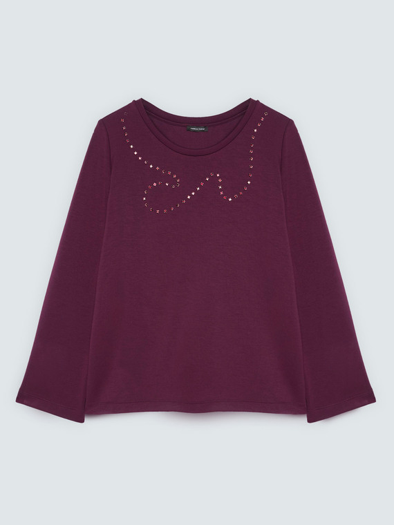 Sweatshirt aus Scuba mit Strasssteinen